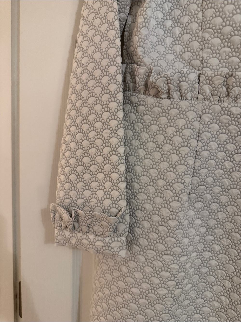 White & Grey Textured Long Sleeve Midi Dress - Picture 6 of 8